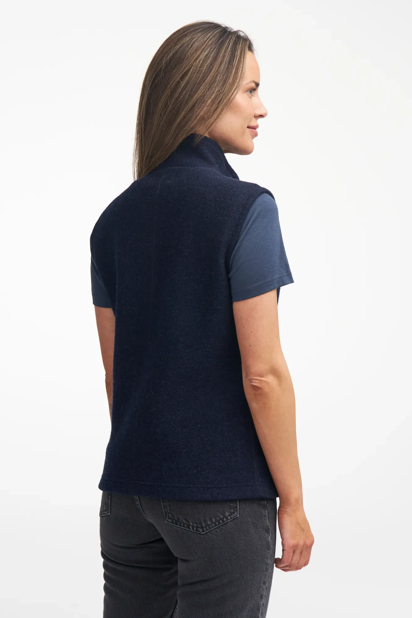 BEATA VEST, 100% FILTAD ULL — LIGHT NAVY - Image 3