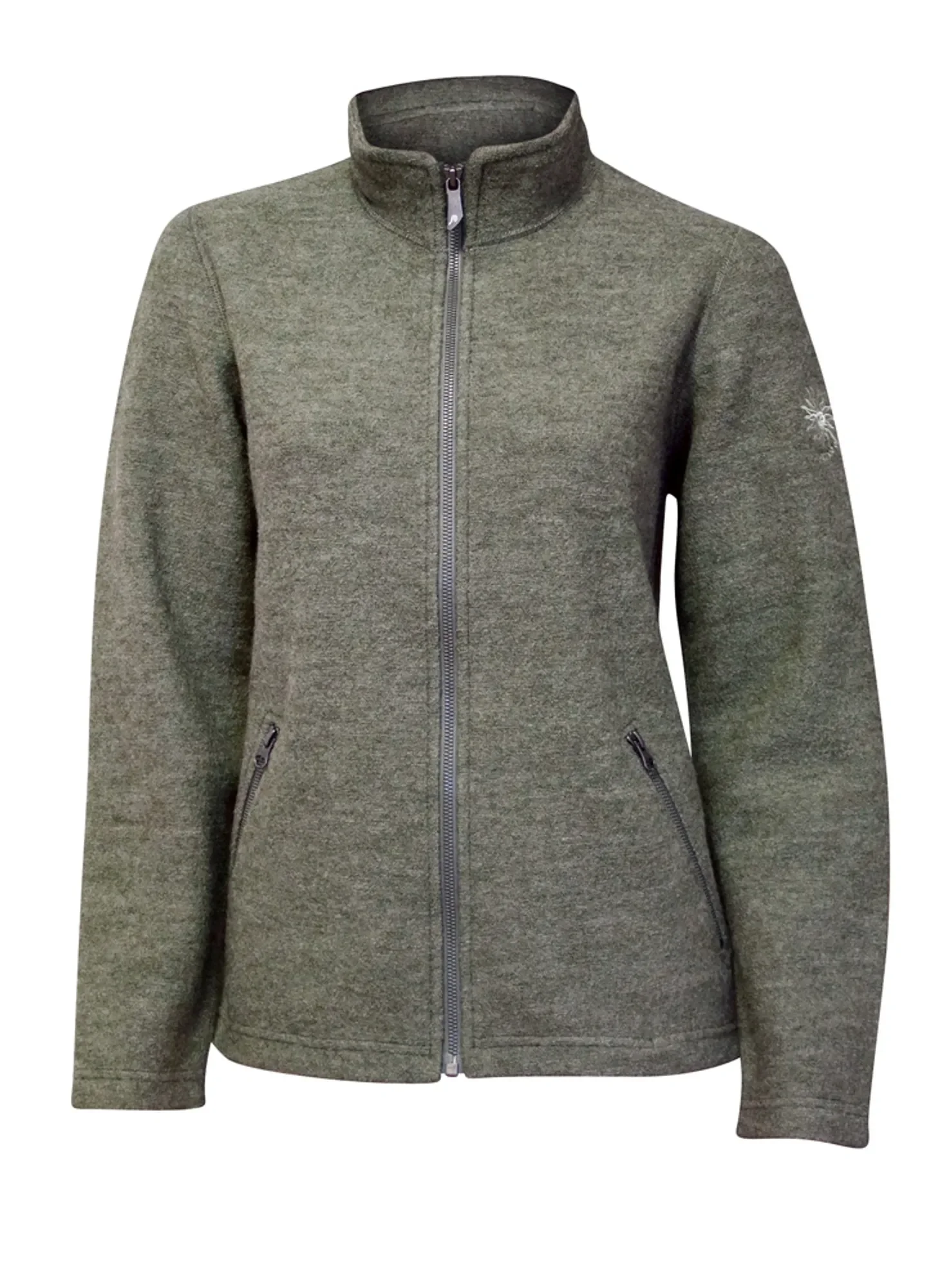 BELLA FULL ZIP, 60% FILTAD ULL, 40% LYOCELL  — LICHEN GREEN - Image 3