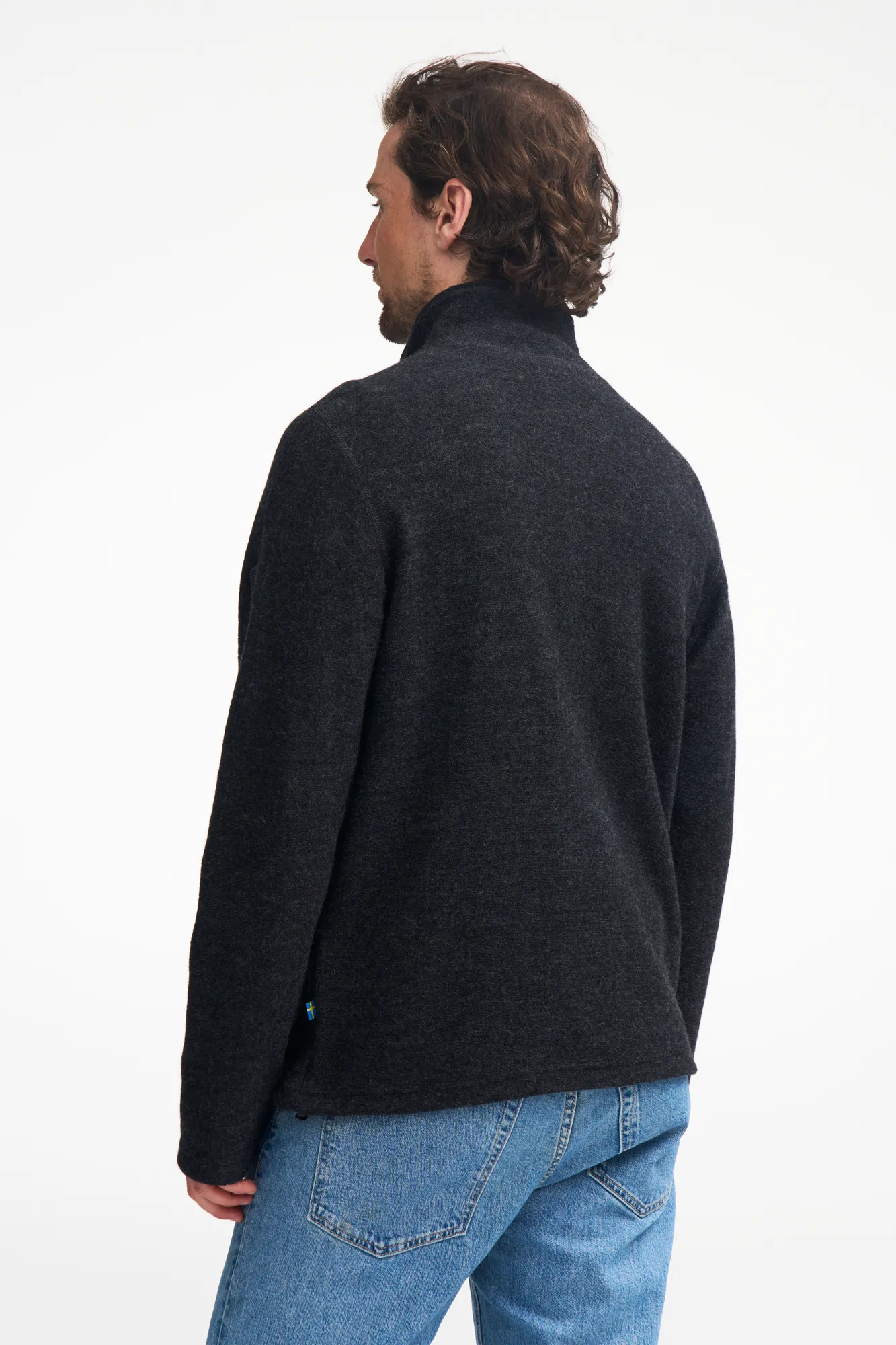 BRUNO FULL ZIP, 60% FILTAD ULL, 40% LYOCELL — LIGHT NAVY - Image 3