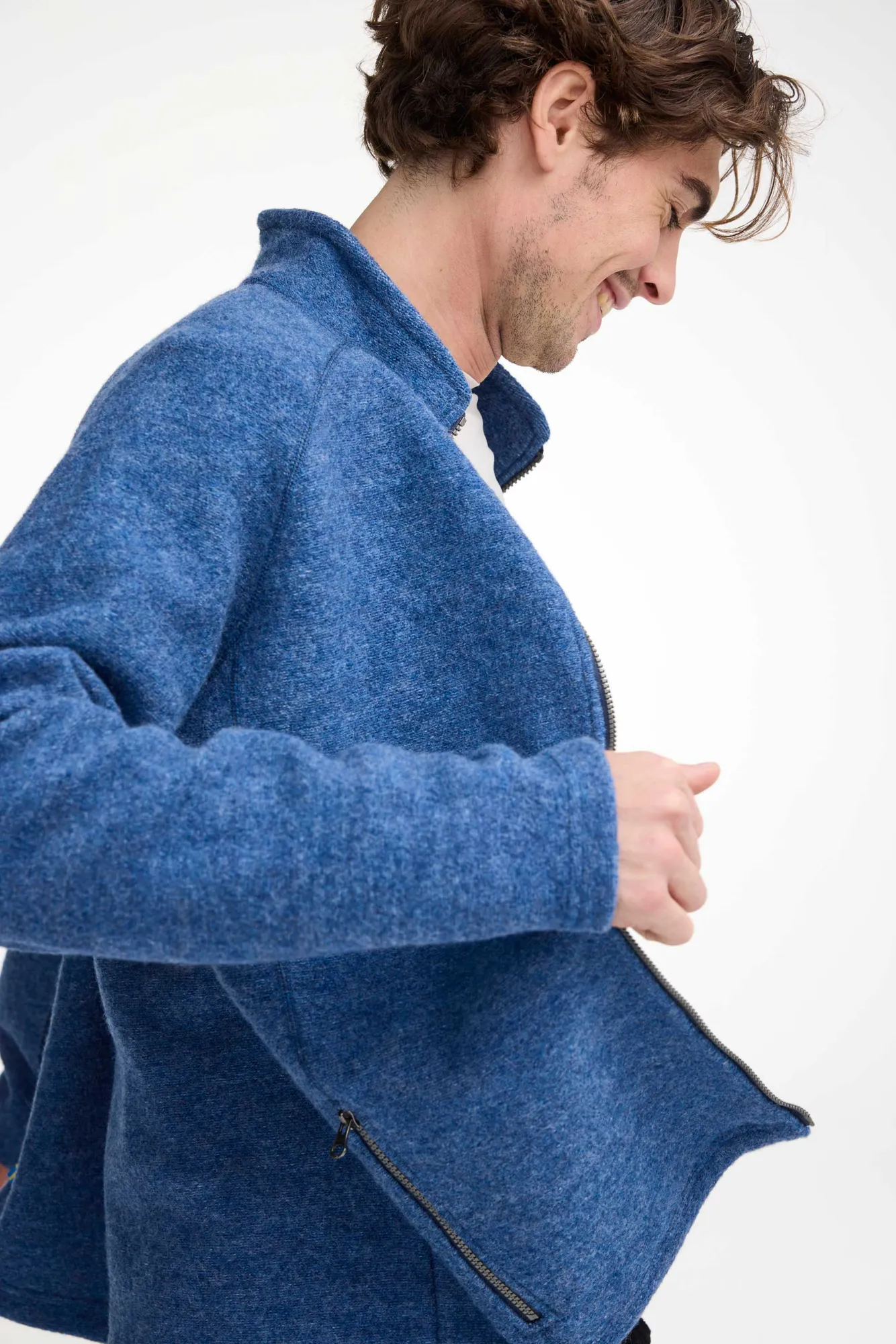 DANNY FULL ZIP, 100% FILTAD ULL  — DENIM - Image 4