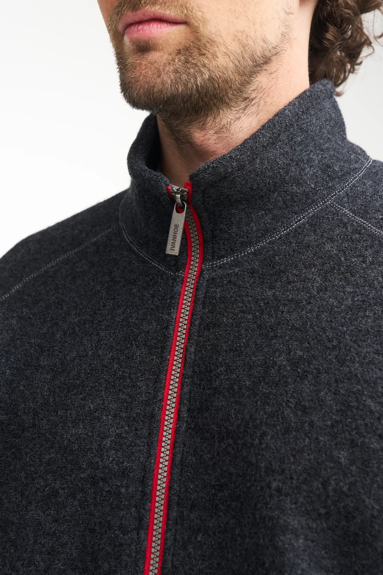 DANNY FULL ZIP, 100% FILTAD ULL  — BLACK - Image 4