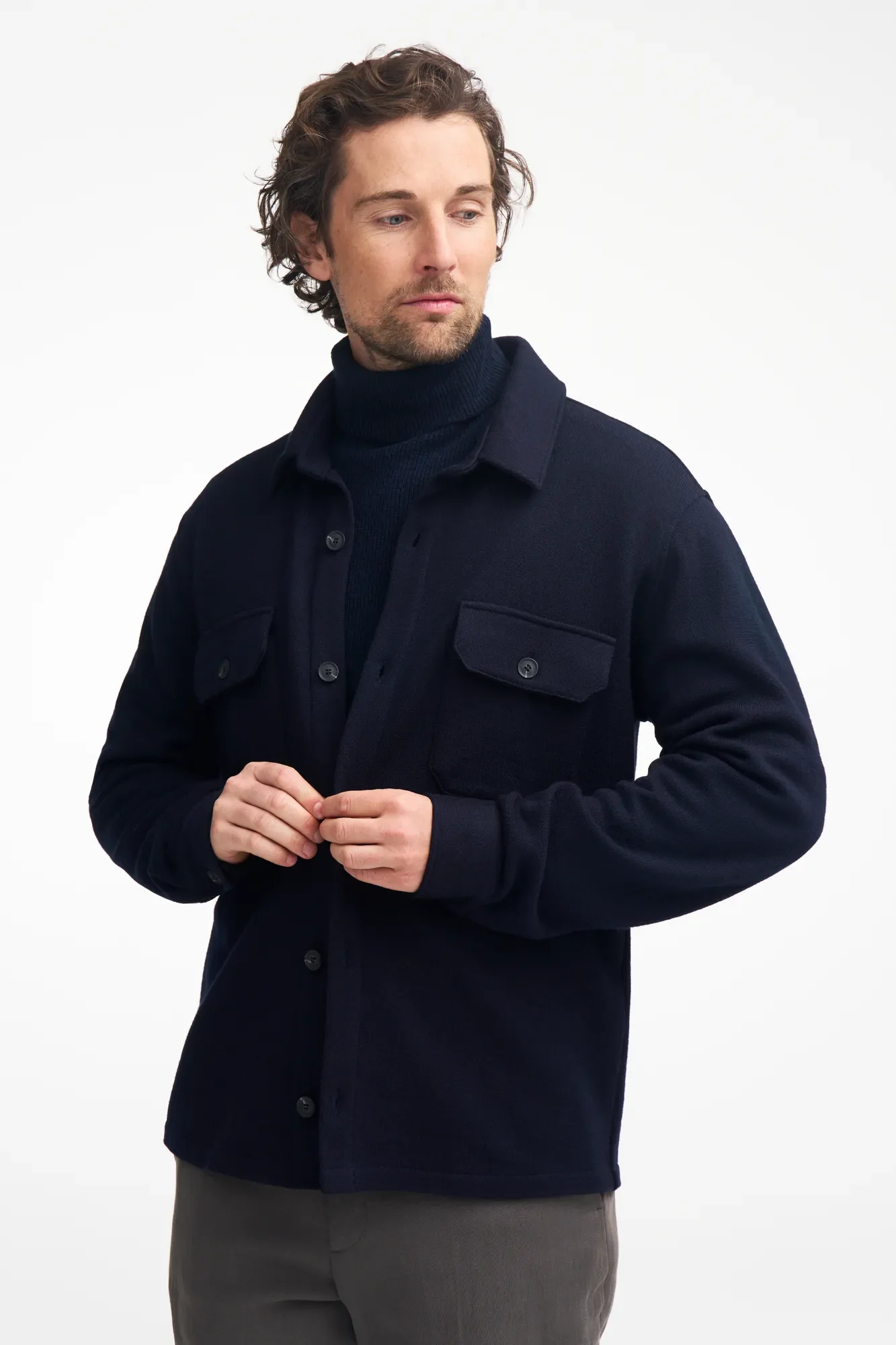GY GRIMSTORP, OVERSHIRT I 100% MERINOULL. — LODEN GREEN - Image 3