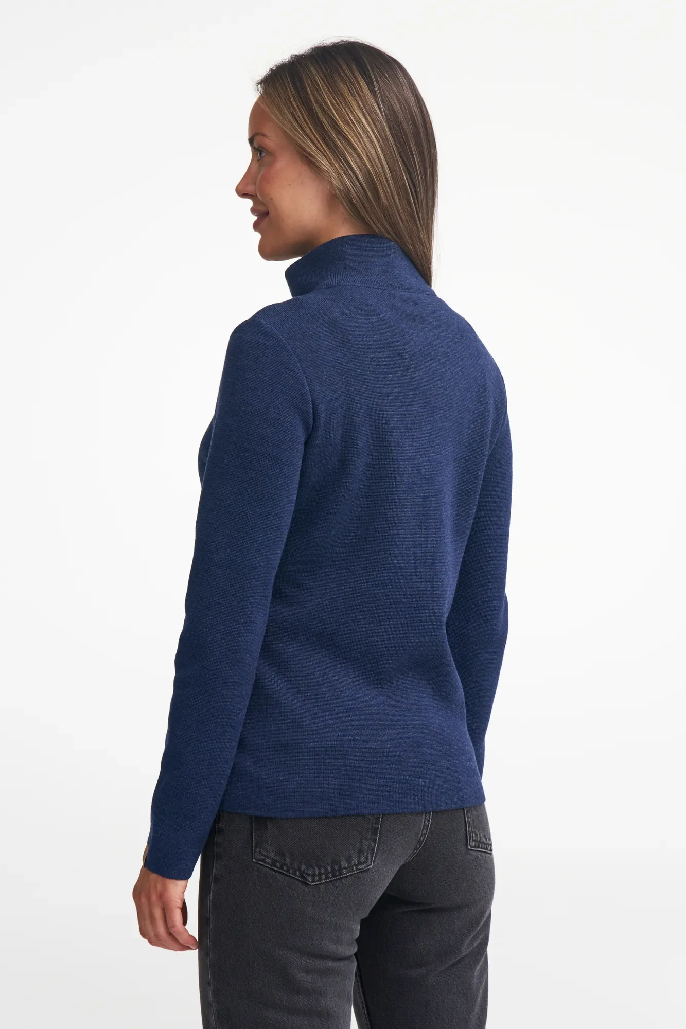 HANNA FULL ZIP 100% MERINOULL — NAVY - Image 3