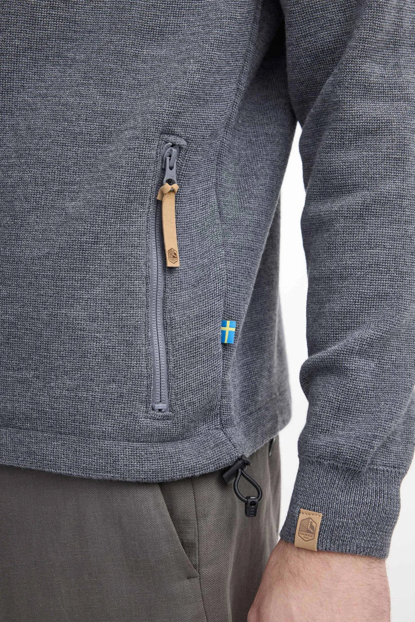 HELMER FULL ZIP 100% MERINOULL — GREY - Image 3