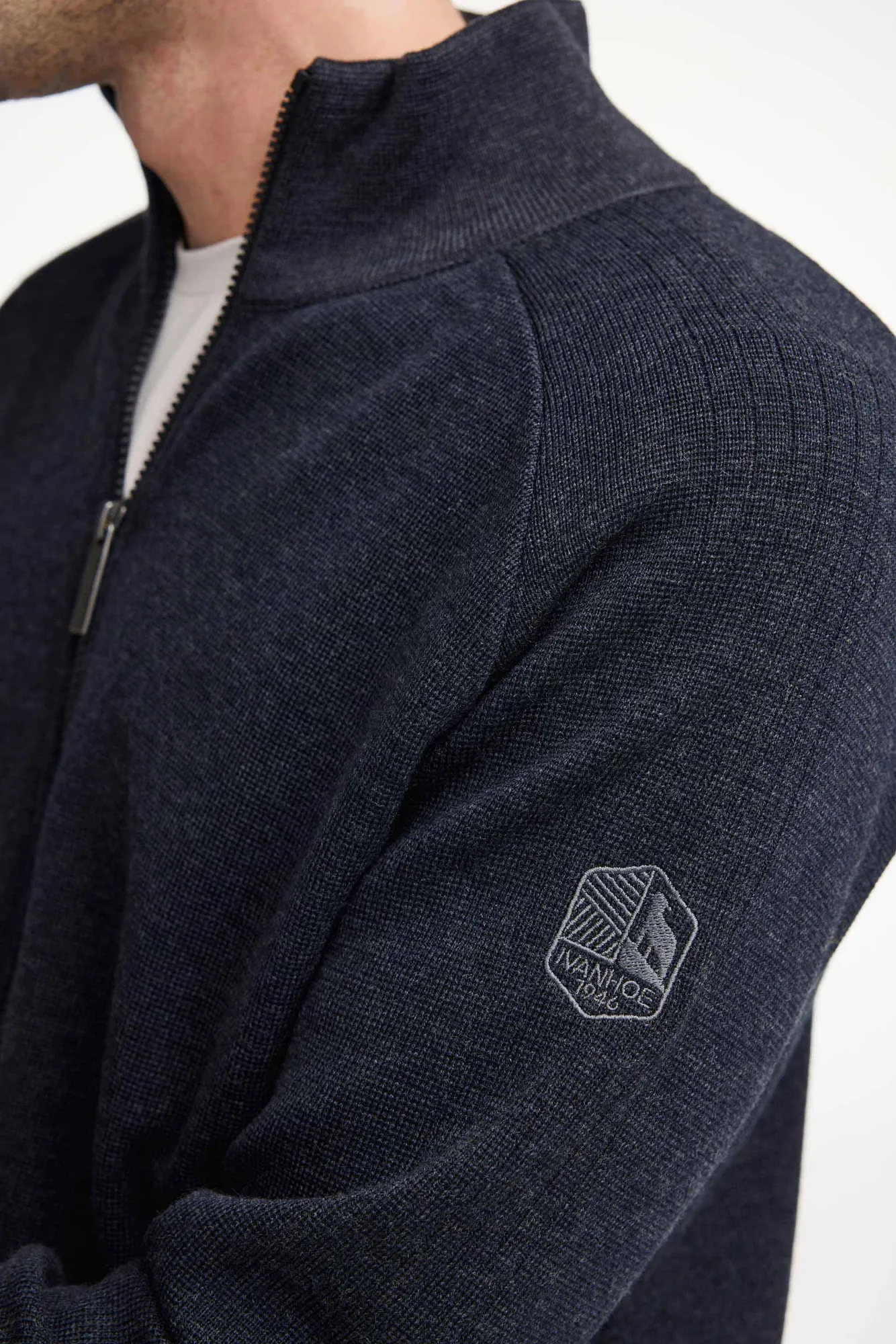 HENRY FULL ZIP WB, 100% FINE MERINOULL — GRAPHITE MARL - Image 3
