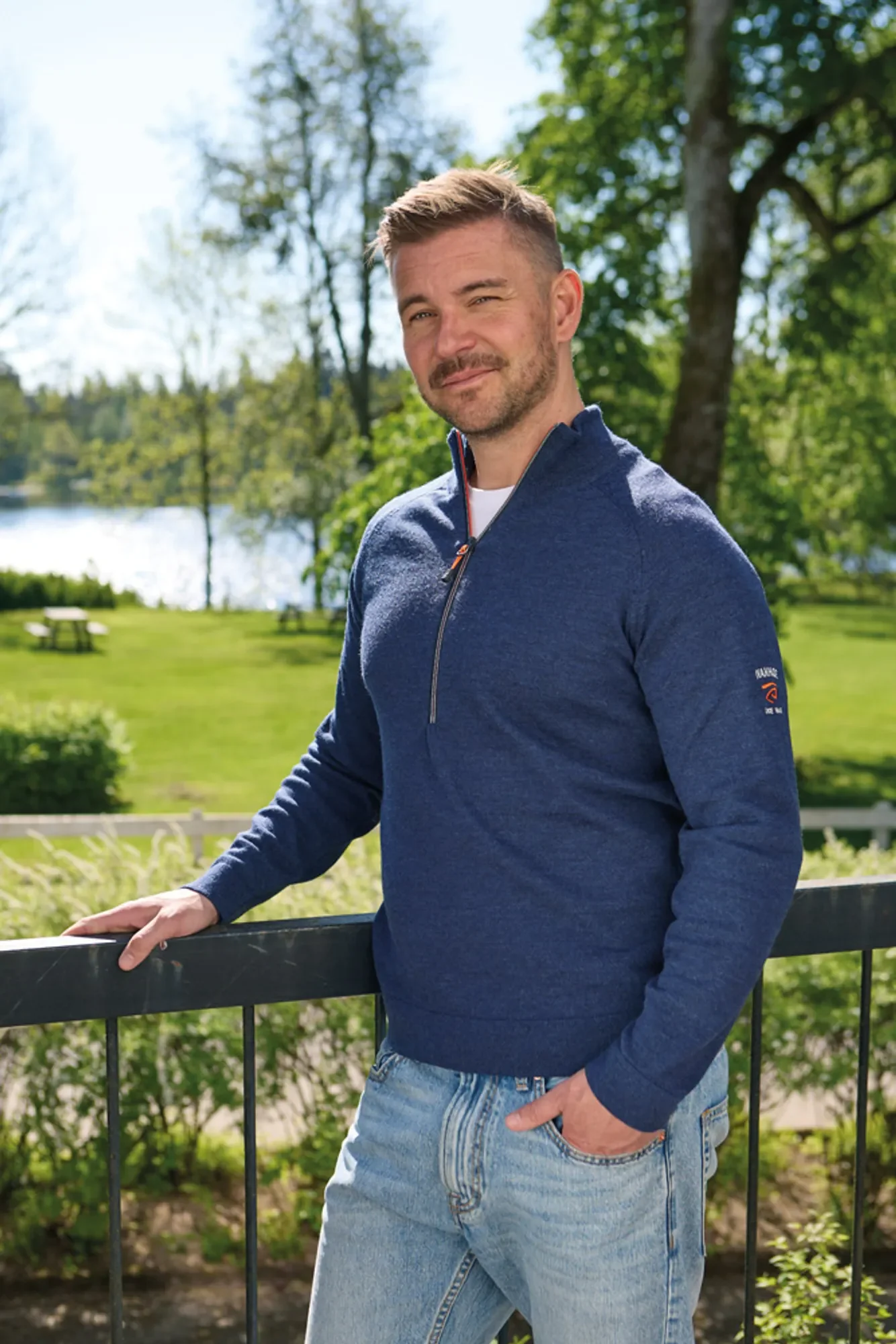 JOJJE HALF ZIP, 100% EXTRA FINE MERINOULL — STEELBLUE - Image 2