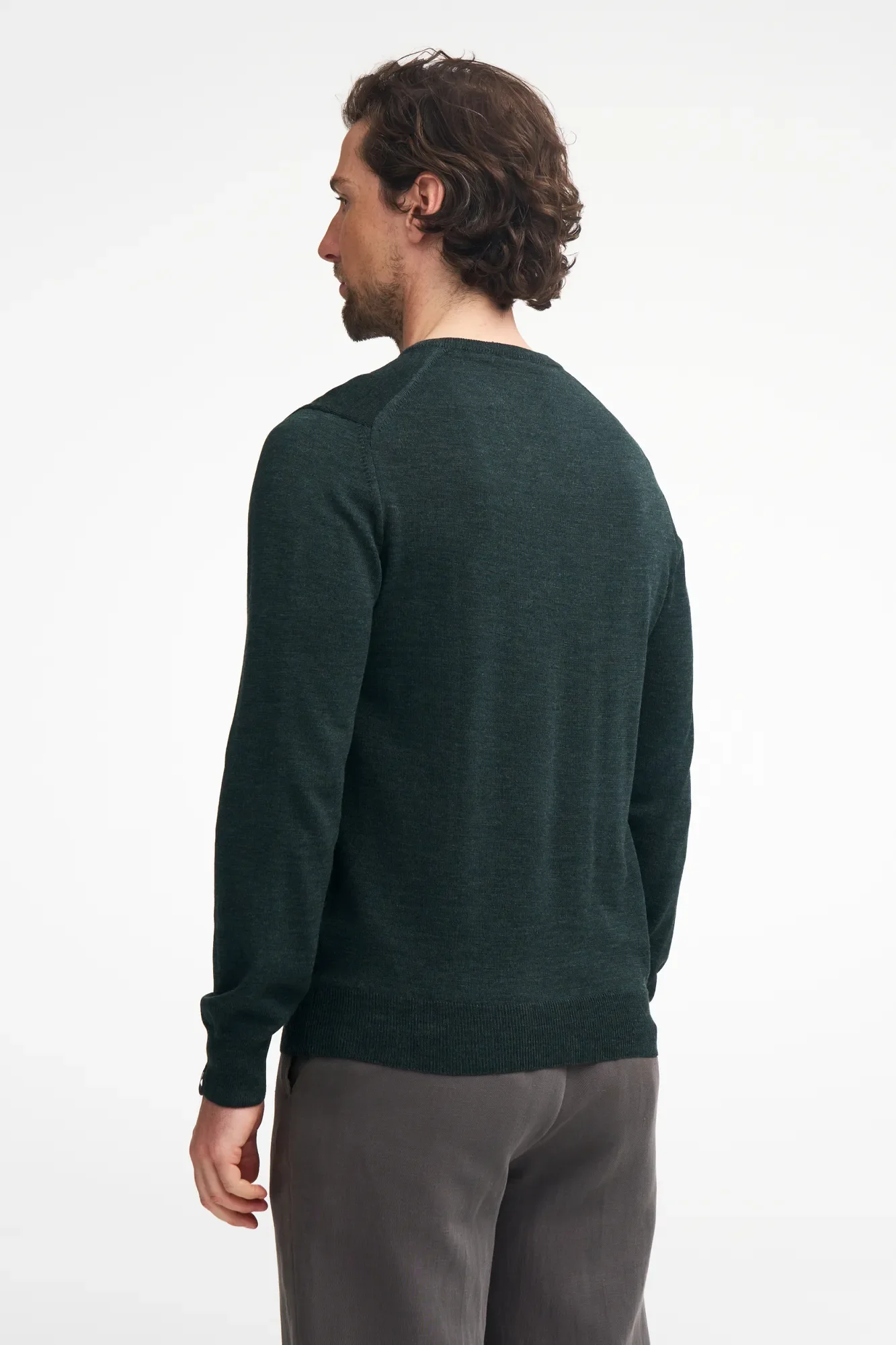 MERINO V-NECK MALE, 100% EXTRA FINE MERINOULL — NAVY - Image 3