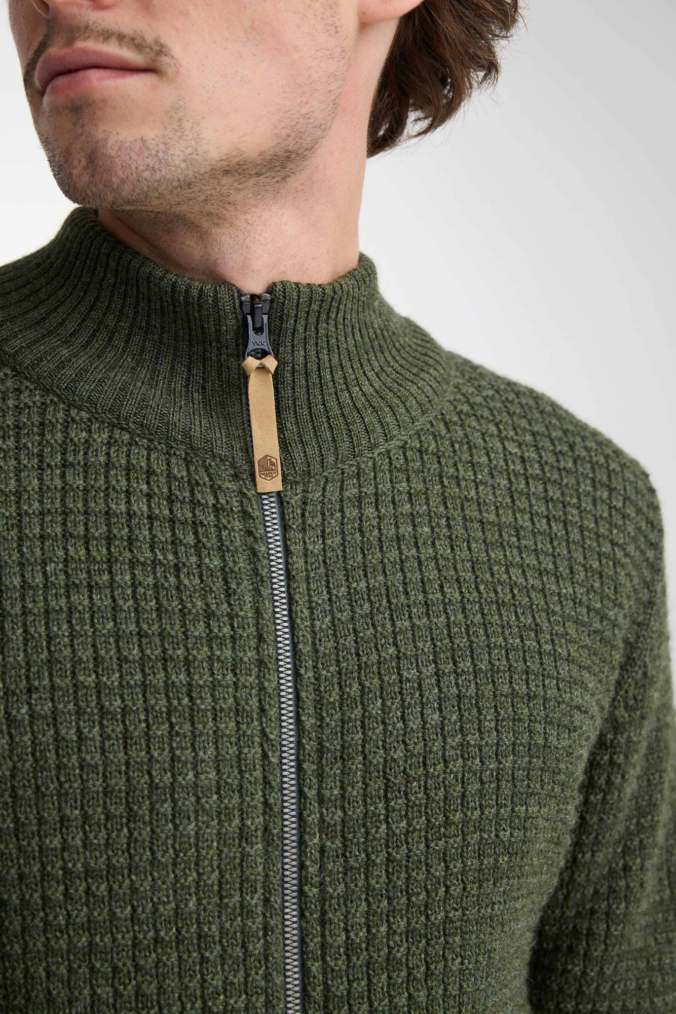 MORITZ FULL ZIP, 100% ULL — LODEN GREEN - Image 3