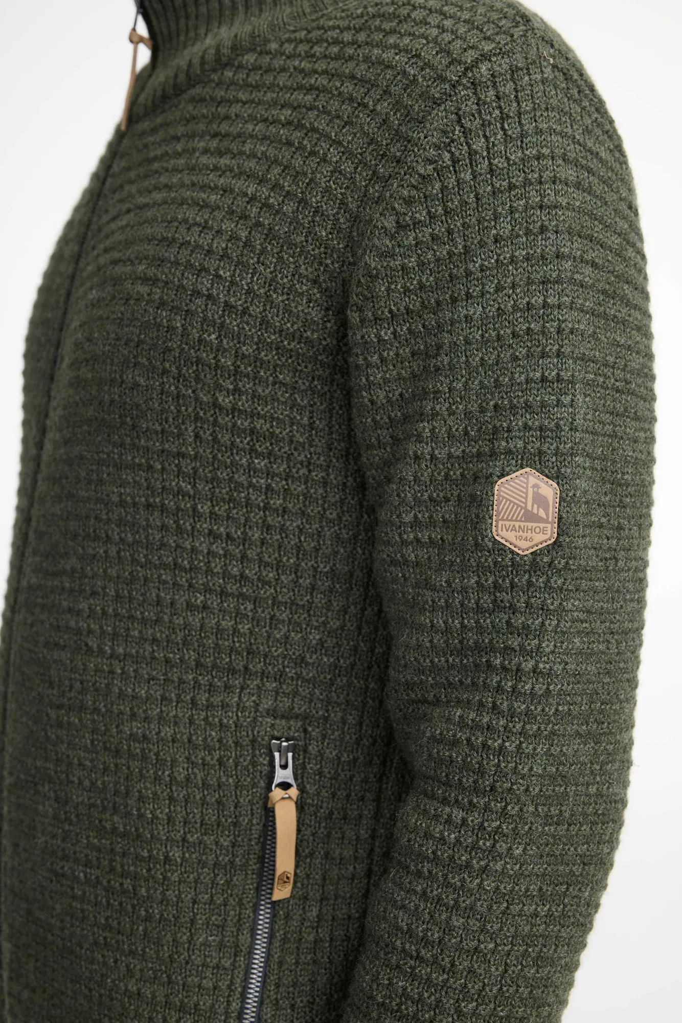MORITZ FULL ZIP, 100% ULL — LODEN GREEN - Image 4