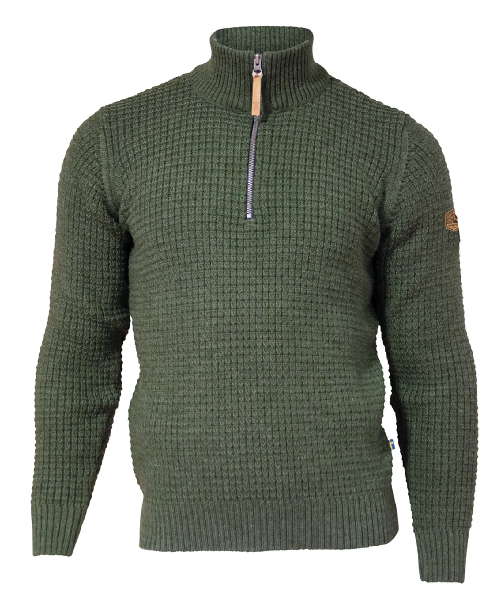 MORITZ HALF ZIP, 100% ULL — LODEN GREEN - Image 4