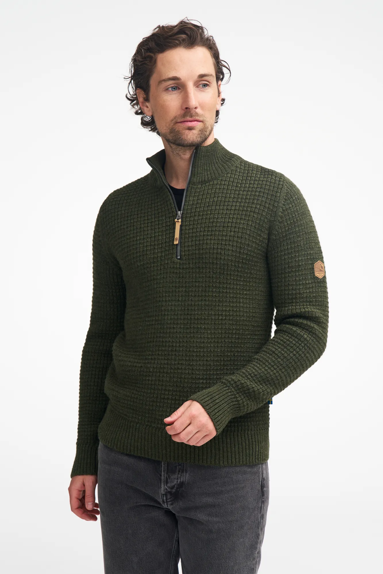 MORITZ HALF ZIP, 100% ULL — RED CLAY - Image 2