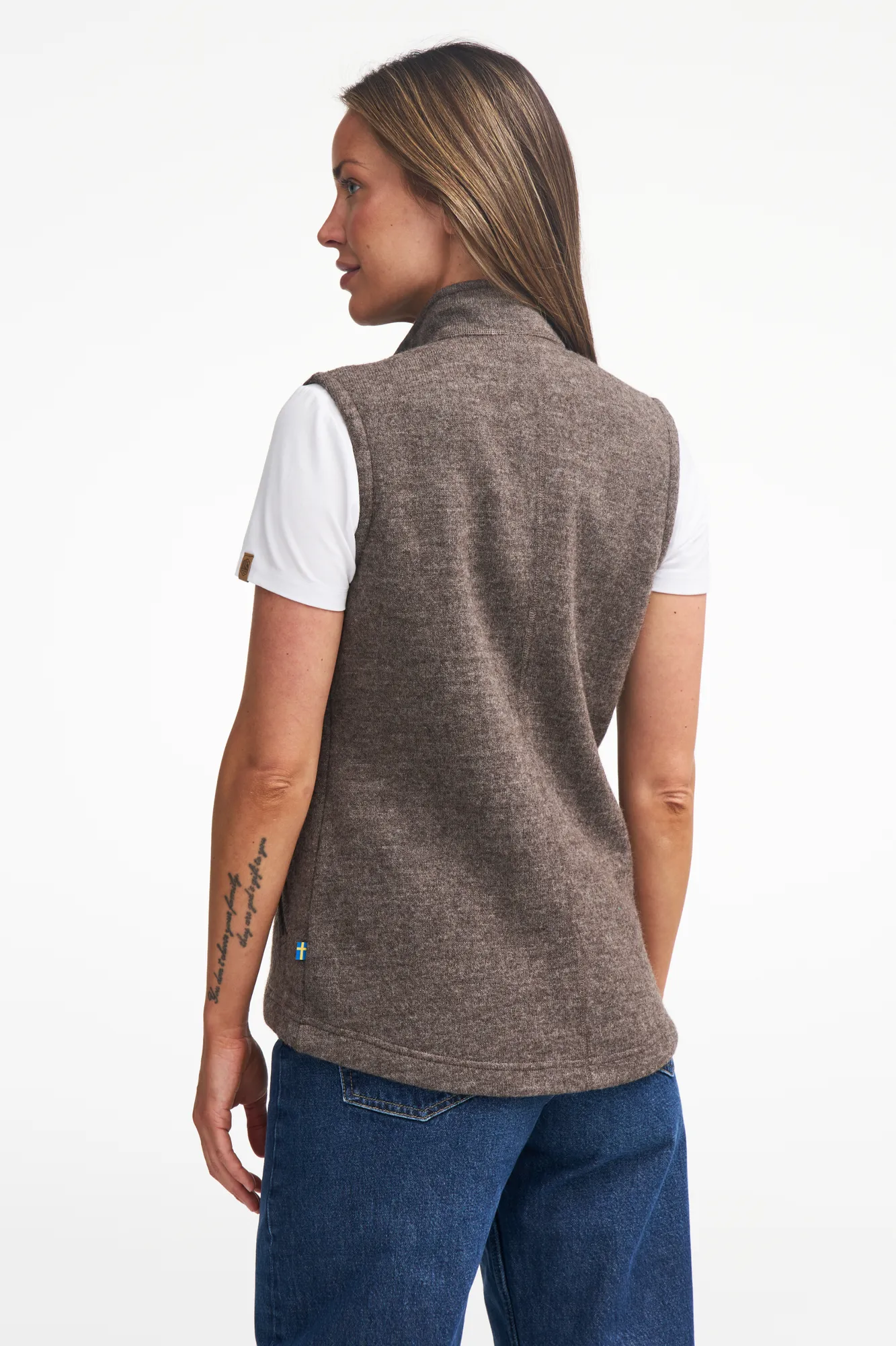 NLS COCO VEST, 100% OFÄRGAD ULL — CHOCOLATE - Image 4