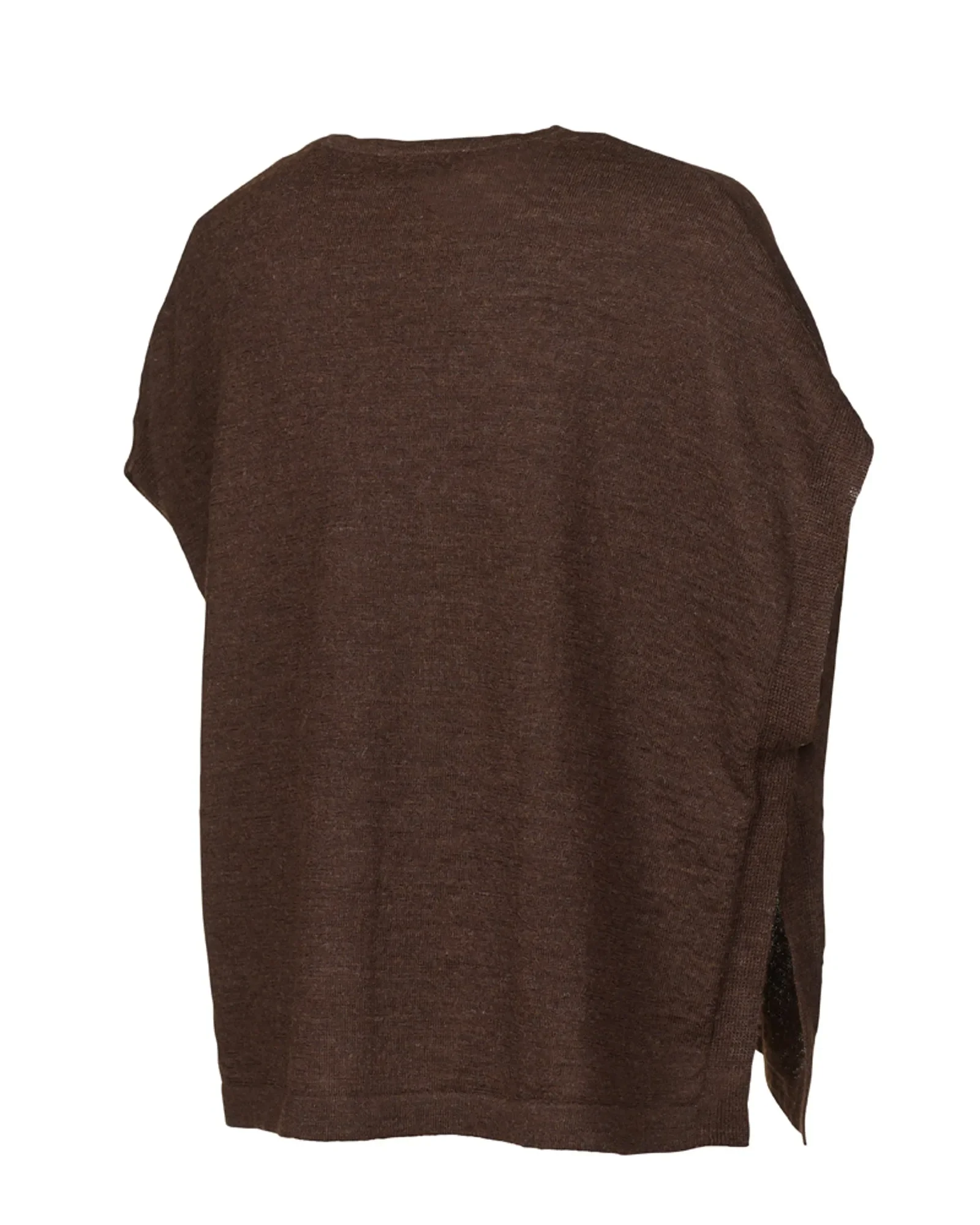 NLS POPPY PONCHO, 100% OFÄRGAD ULL — COFFEE BEAN - Image 2