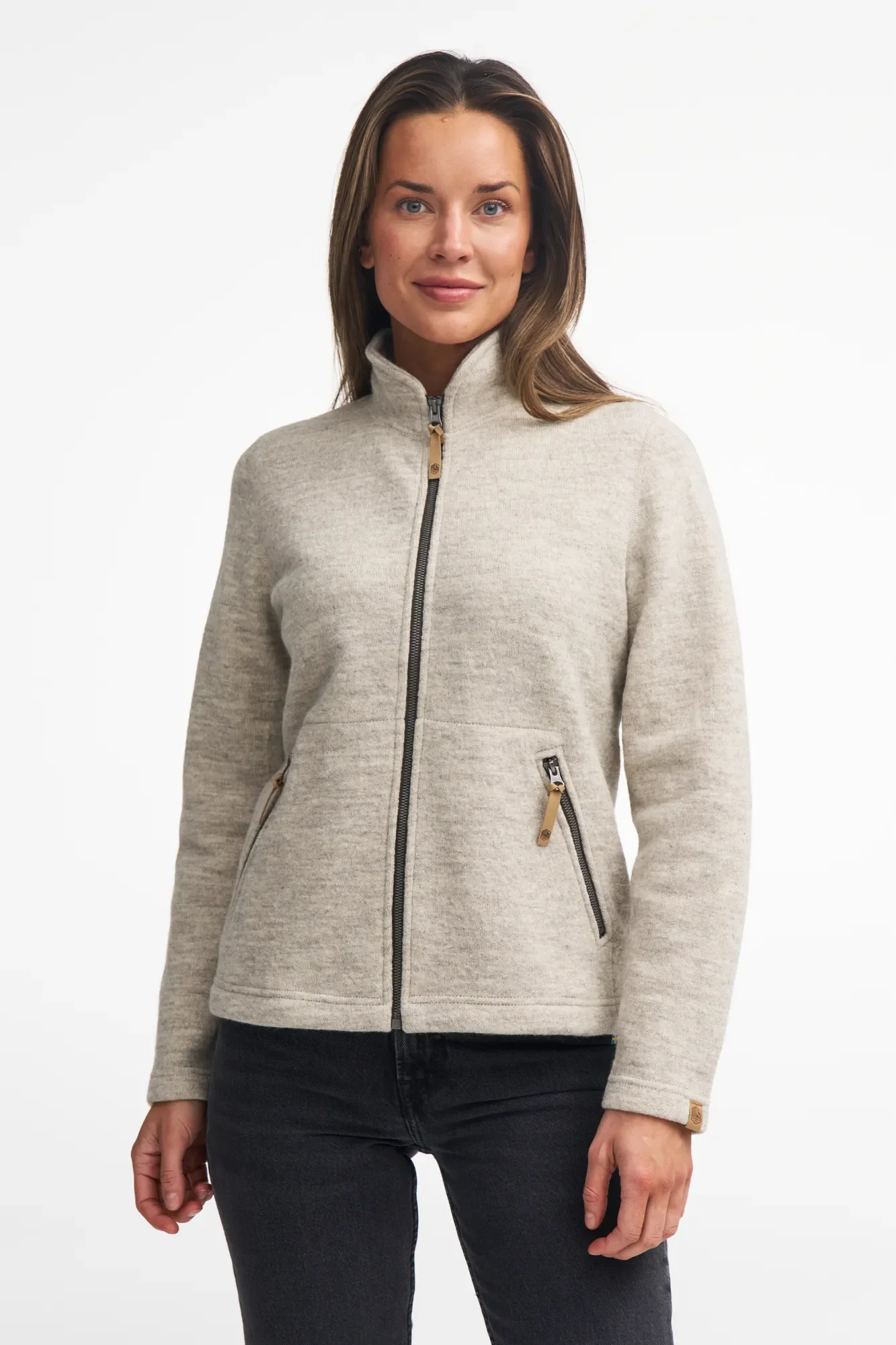 NLS TWIG FULL ZIP, 100% OFÄRGAD ULL — CHOCOLATE - Image 2