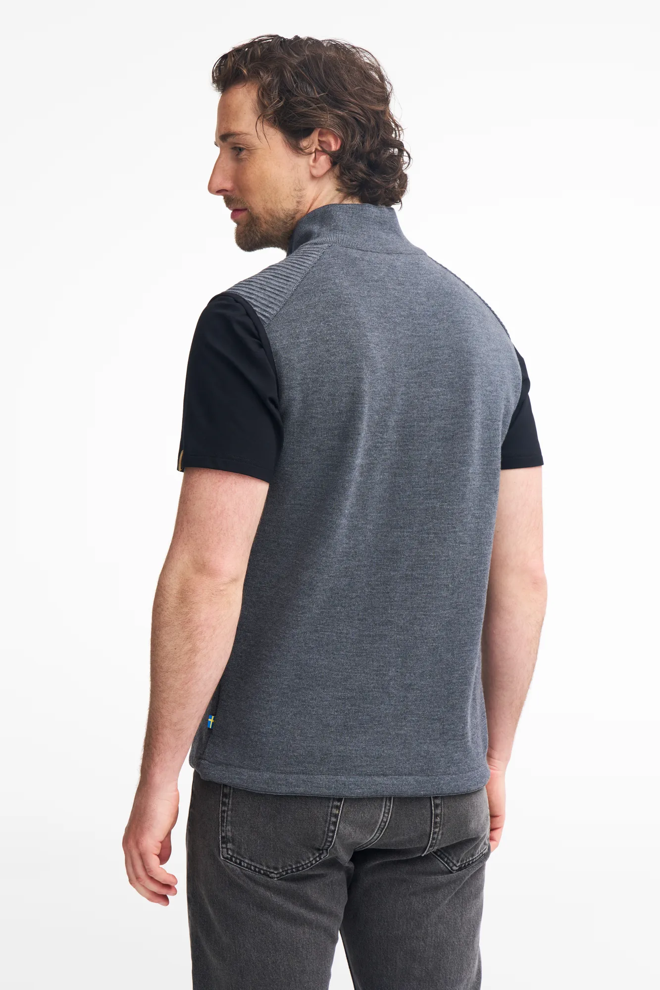 RALF VEST, 100% FINE MERINOULL — GREY - Image 2
