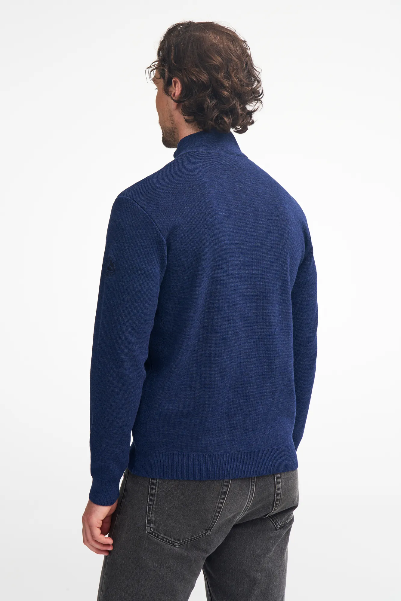 RUBEN HALF ZIP, 100% FINE MERINOULL — GRAPHITE MARL - Image 3