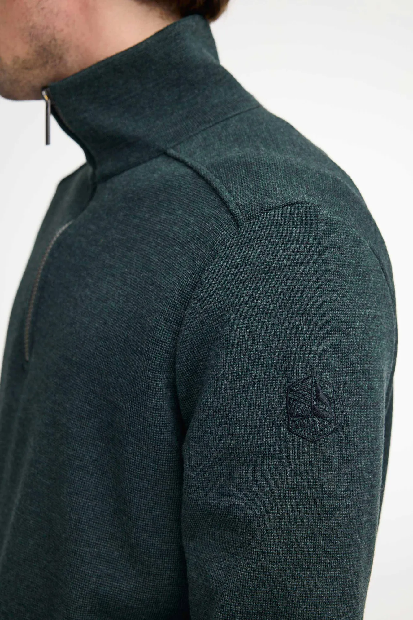RUBEN HALF ZIP WB, 100% FINE MERINOULL — RIFLE GREEN - Image 3