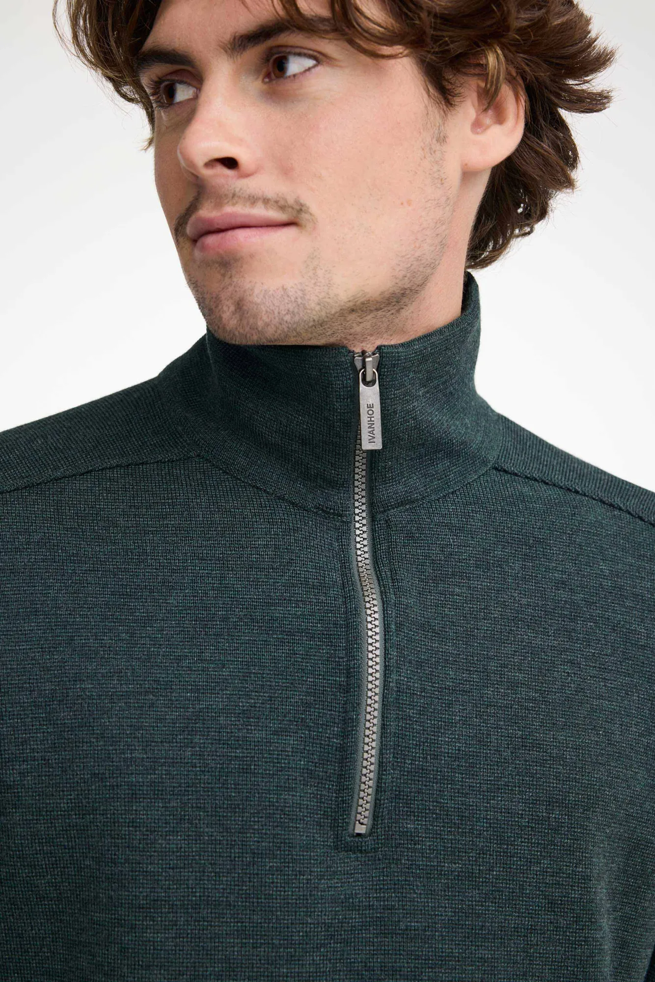RUBEN HALF ZIP WB, 100% FINE MERINOULL — RIFLE GREEN - Image 4