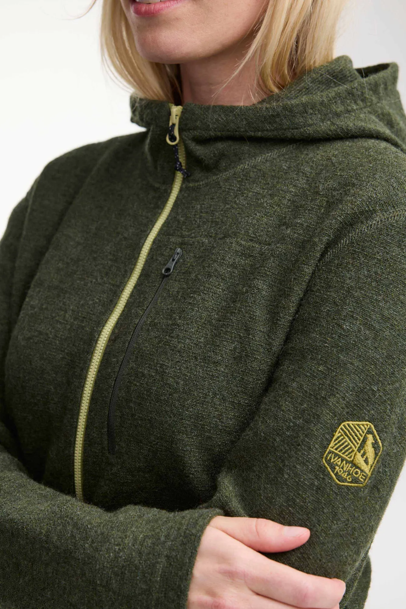 TARA HOOD, 98% ULL — LODEN GREEN - Image 3