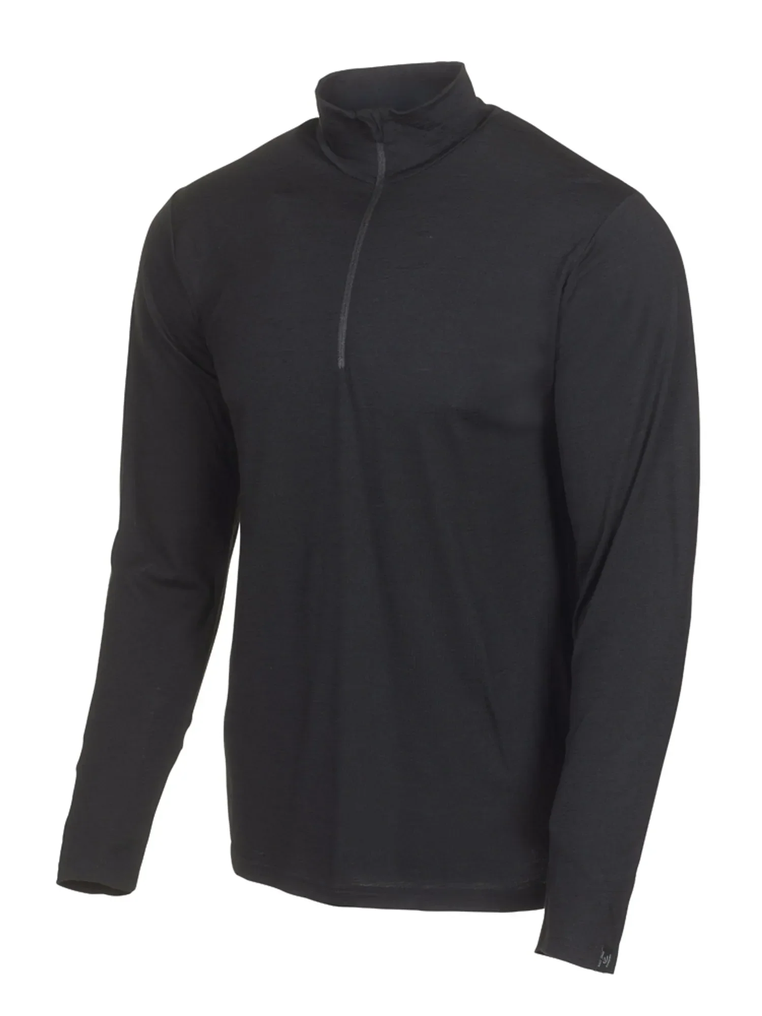 UNDERWOOL SONNY HALF ZIP, 100% EXTRA FINE MERINOULL — BLACK - Image 5
