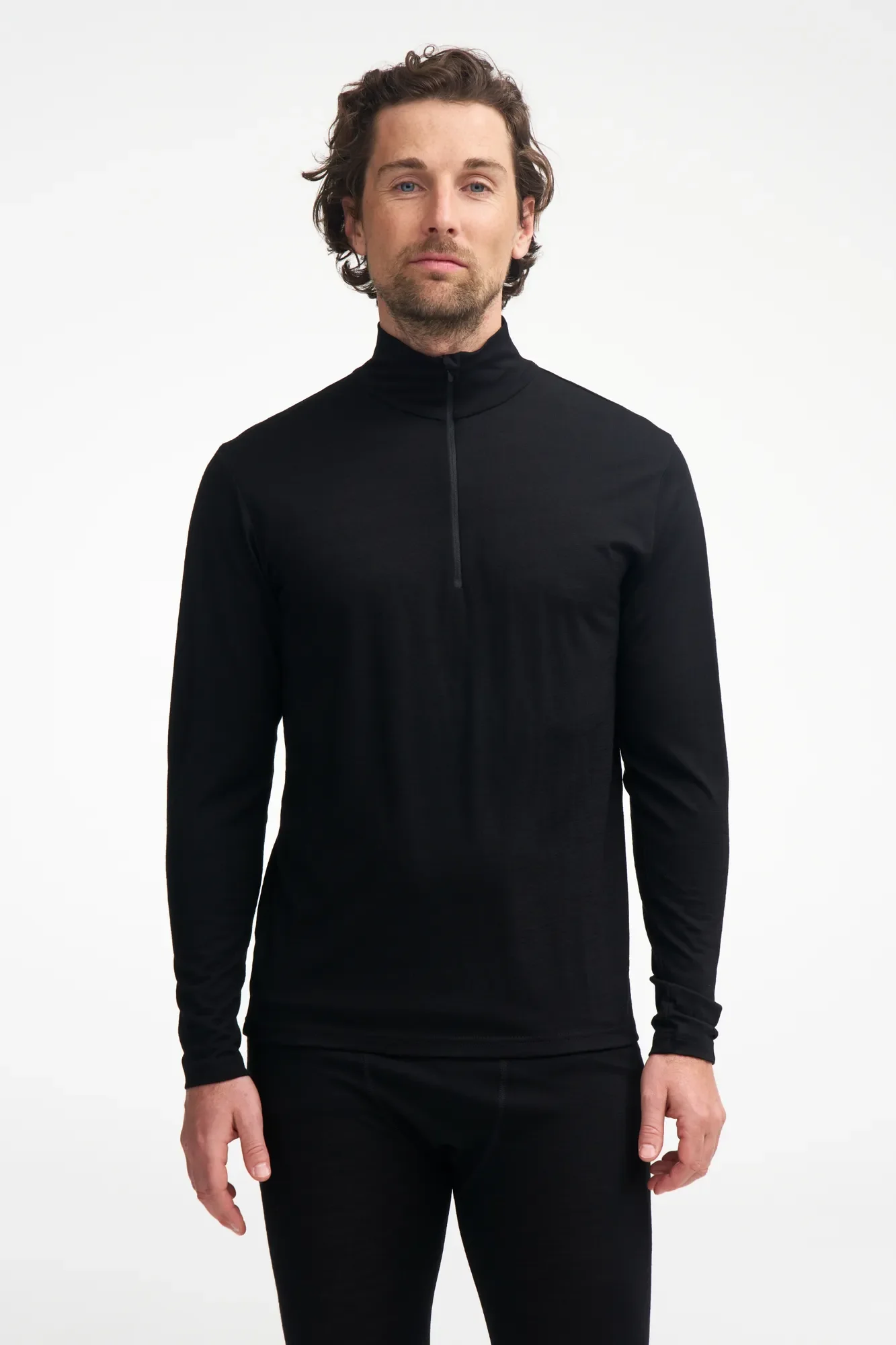 UNDERWOOL SONNY HALF ZIP, 100% EXTRA FINE MERINOULL — STEELBLUE - Image 2