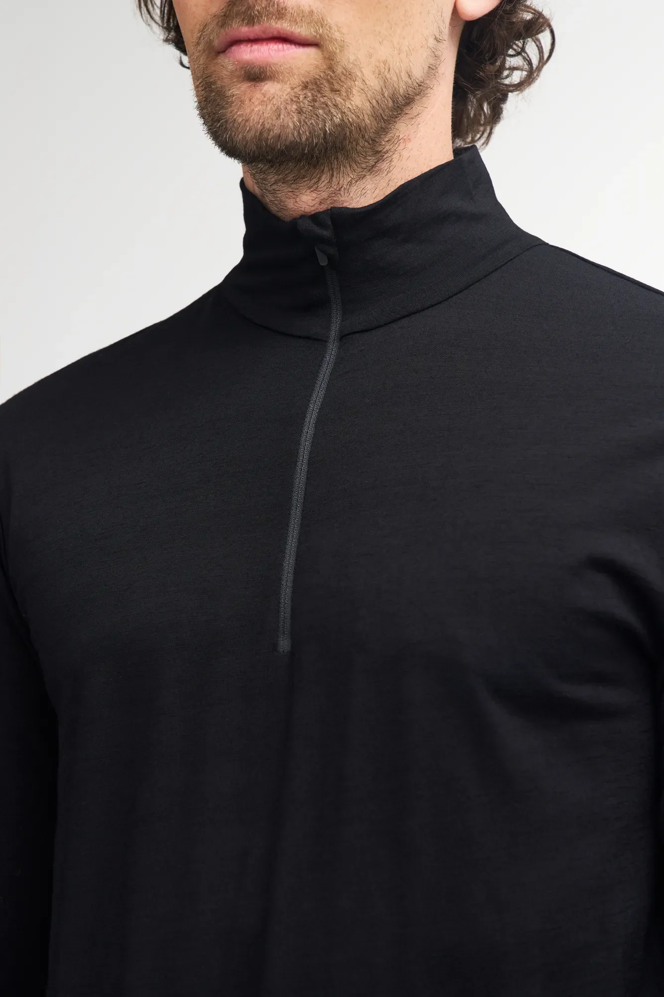 UNDERWOOL SONNY HALF ZIP, 100% EXTRA FINE MERINOULL — STEELBLUE - Image 5