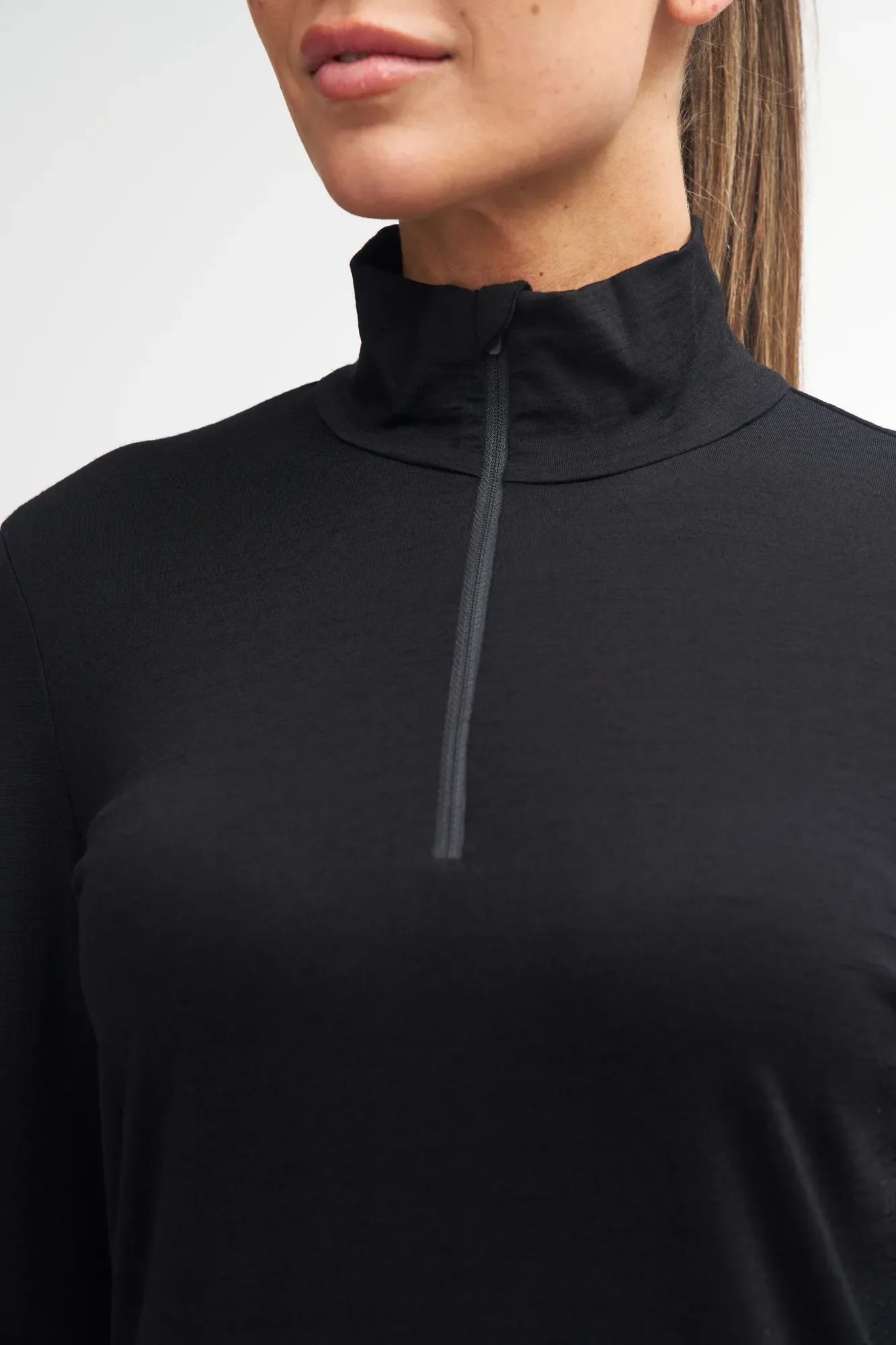 UNDERWOOL STELLA HALF ZIP, 100% EXTRA FINE MERINOULL — STEELBLUE - Image 2